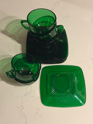 Charm Forest green geometric coffee set, x10 pieces