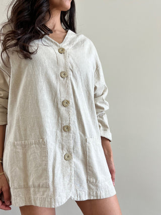 Taupe linen blend tunic