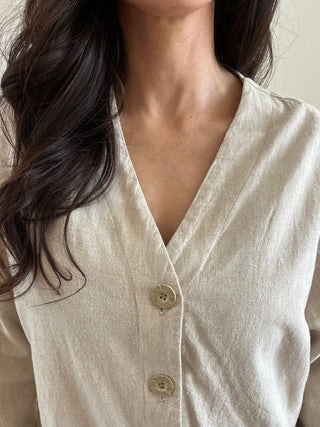 Taupe linen blend tunic