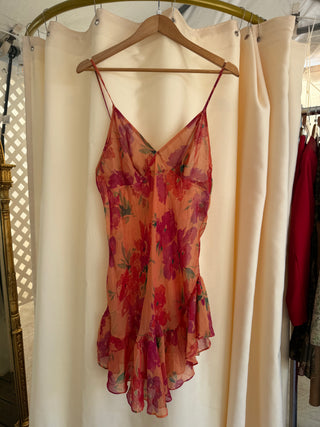 Sheer orange rose iridescent floral nightie