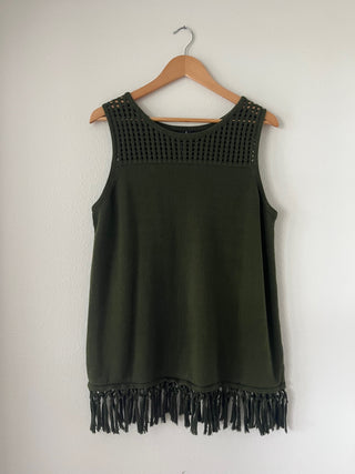 Sleeveless fringe sweater