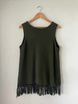 Sleeveless fringe sweater