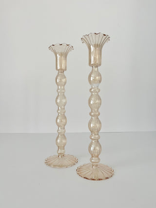 Champagne crystal candlesticks