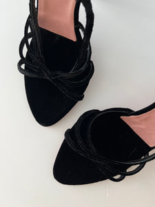 Multi-strap velvet sandals