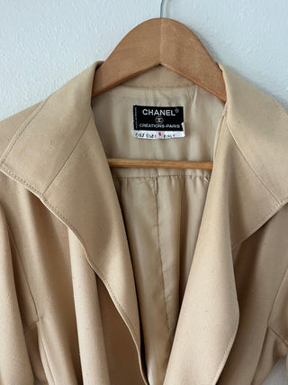 Natural silk waist-wrap trench