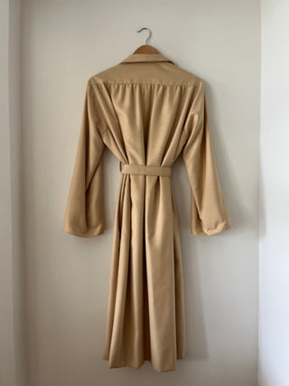 Natural silk waist-wrap trench