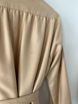 Natural silk waist-wrap trench