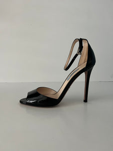 Patent peep toe stilletos