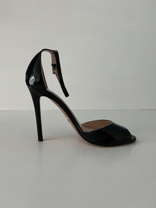 Patent peep toe stilletos