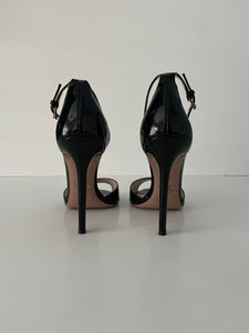 Patent peep toe stilletos