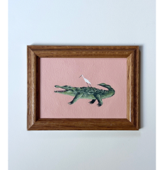 Pink Gator with Egret