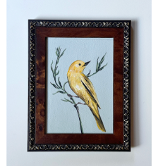 Yellow Warbler in vintage frame
