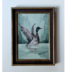 Mallard on Lake in vintage frame