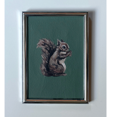Squirrel on emerald, vintage frame