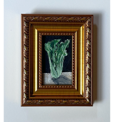 Little Lettuce in vintage guilt frame