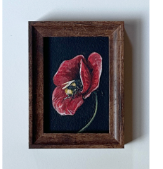 Bee In Poppy in vintage frame