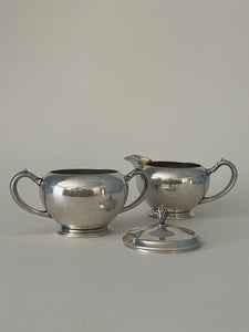 Silver cream and sugar pair