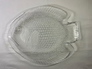 Flounder pressed glass platter