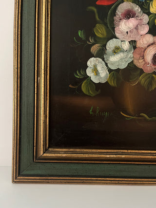 Framed floral still life portraits