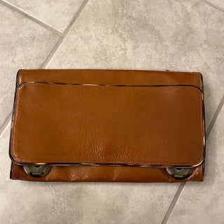 Caramel patent leather clutch, 2005-2007